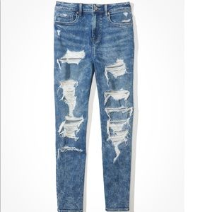 AE Stretch Ripped Mom Jeans